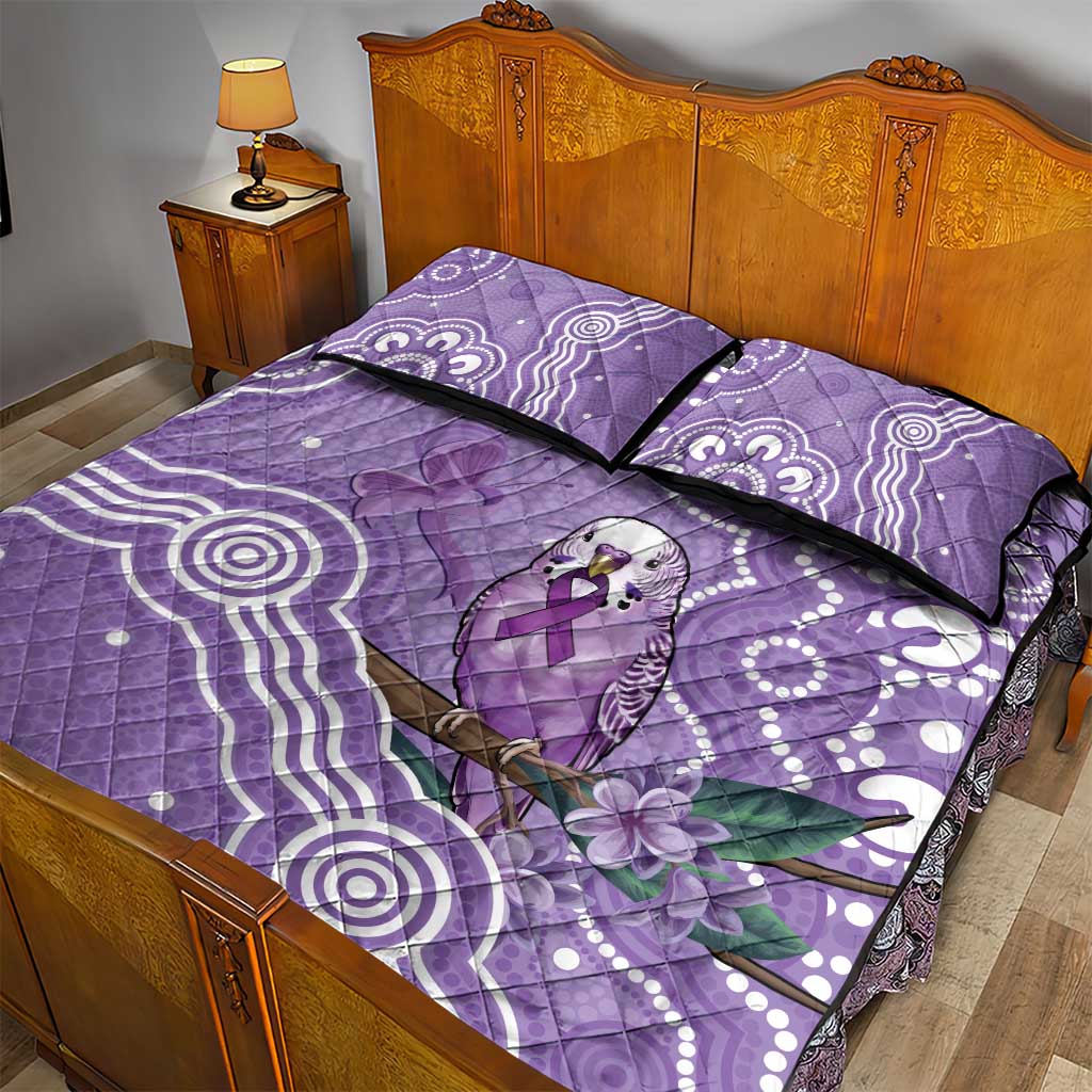 Australia Epilepsy Awareness Quilt Bed Set Purple Budgerigar Plumeria Aboriginal - Aussie Hoodie