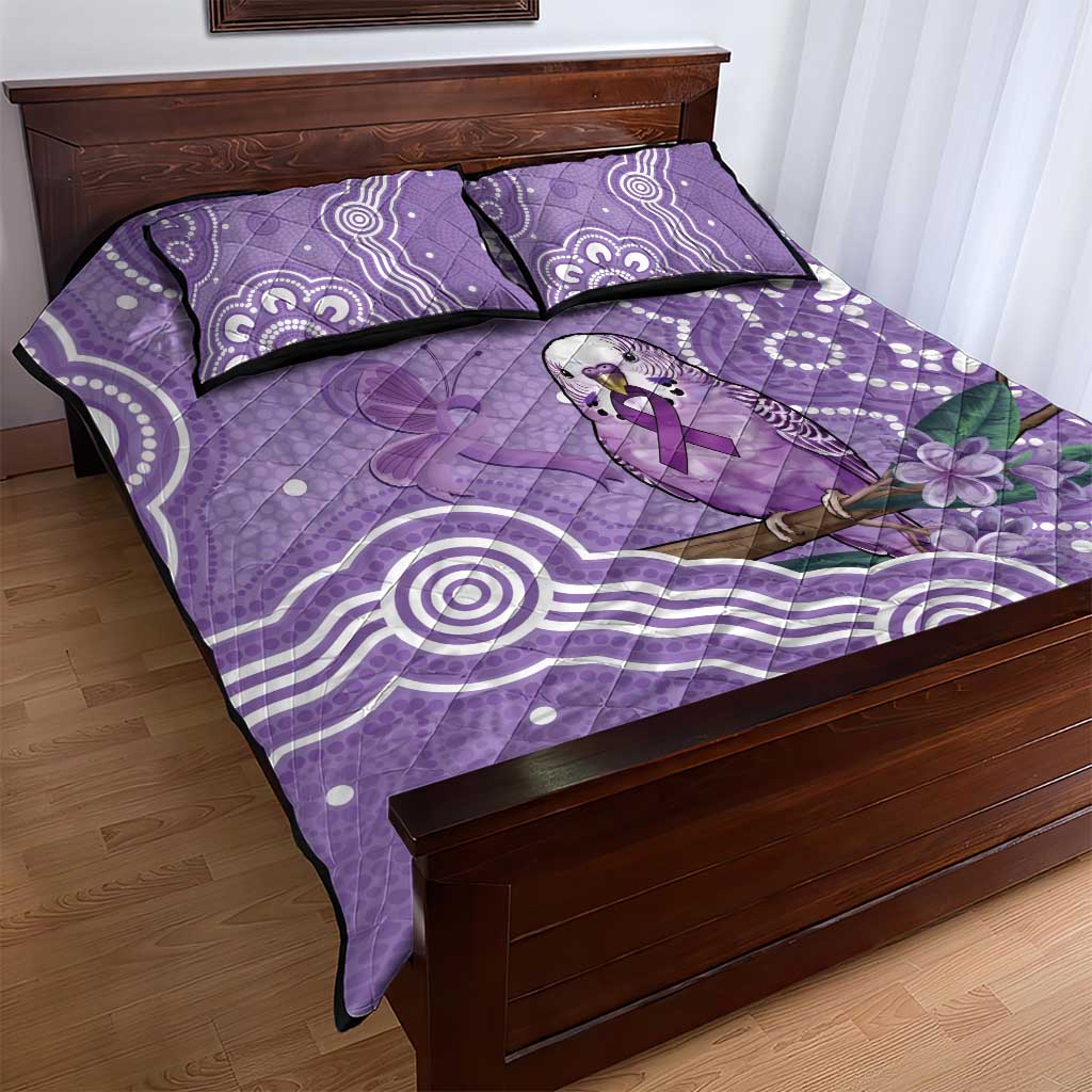 Australia Epilepsy Awareness Quilt Bed Set Purple Budgerigar Plumeria Aboriginal - Aussie Hoodie