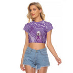 Australia Epilepsy Awareness Raglan Cropped T Shirt Purple Budgerigar Plumeria Aboriginal - Aussie Hoodie