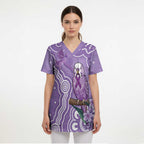 Australia Epilepsy Awareness Scrub Top Purple Budgerigar Plumeria Aboriginal - Aussie Hoodie