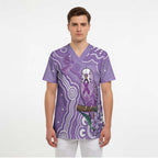 Australia Epilepsy Awareness Scrub Top Purple Budgerigar Plumeria Aboriginal - Aussie Hoodie