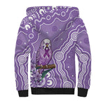 Australia Epilepsy Awareness Sherpa Hoodie Purple Budgerigar Plumeria Aboriginal - Aussie Hoodie