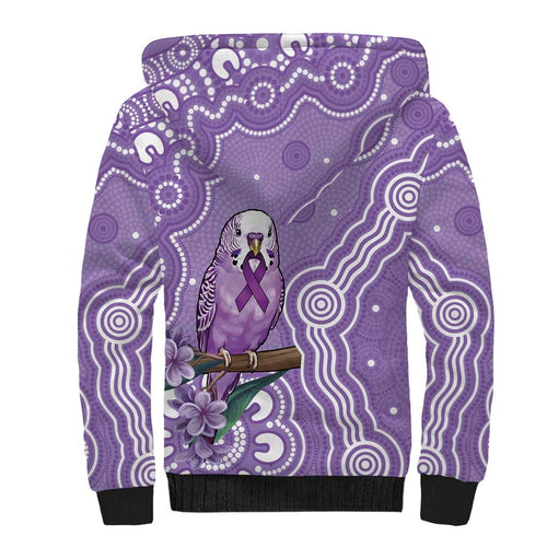 Australia Epilepsy Awareness Sherpa Hoodie Purple Budgerigar Plumeria Aboriginal - Aussie Hoodie