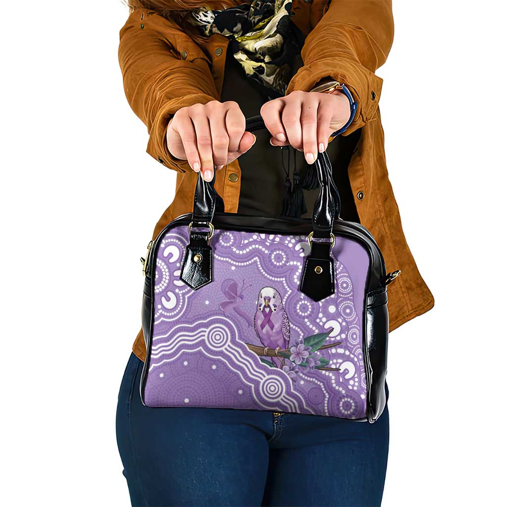Australia Epilepsy Awareness Shoulder Handbag Purple Budgerigar Plumeria Aboriginal - Aussie Hoodie