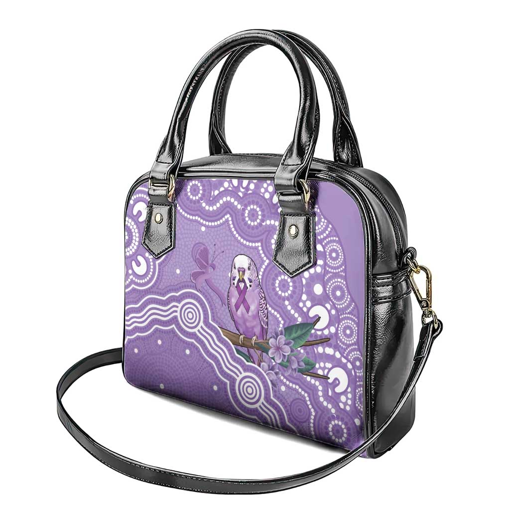 Australia Epilepsy Awareness Shoulder Handbag Purple Budgerigar Plumeria Aboriginal - Aussie Hoodie