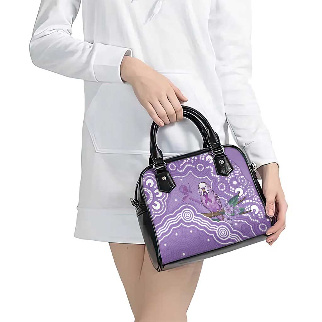 Australia Epilepsy Awareness Shoulder Handbag Purple Budgerigar Plumeria Aboriginal - Aussie Hoodie