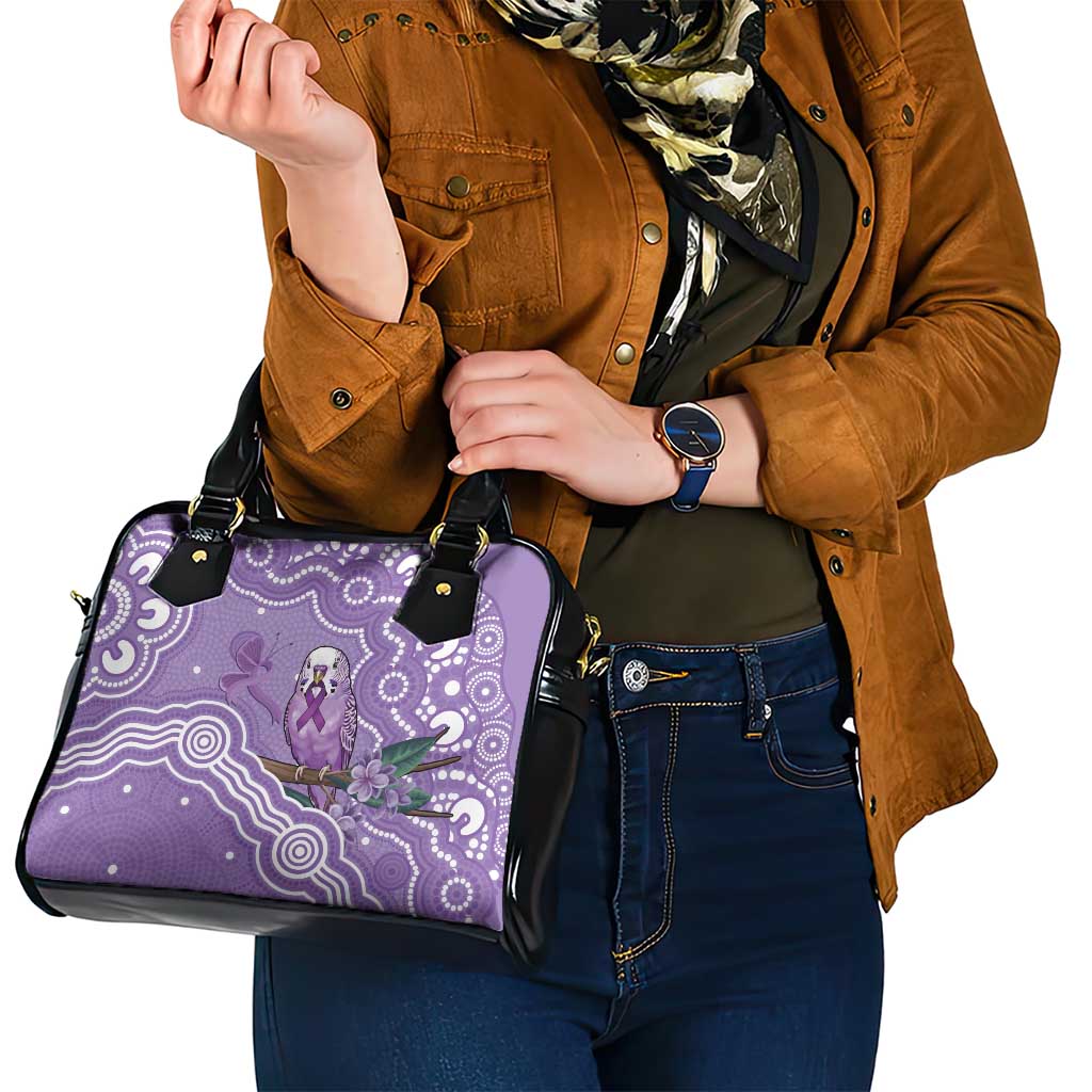 Australia Epilepsy Awareness Shoulder Handbag Purple Budgerigar Plumeria Aboriginal - Aussie Hoodie