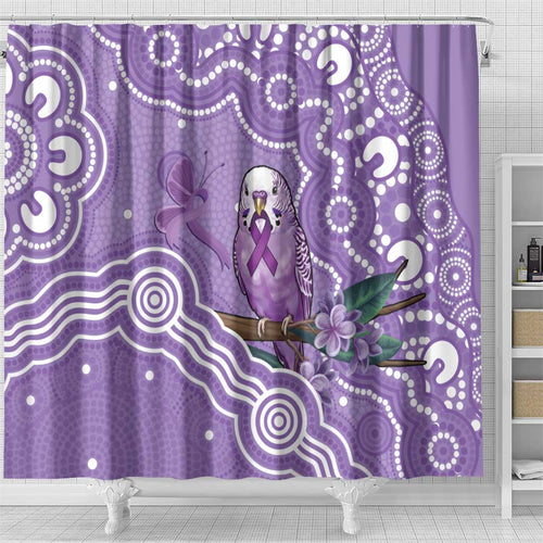 Australia Epilepsy Awareness Shower Curtain Purple Budgerigar Plumeria Aboriginal - Aussie Hoodie