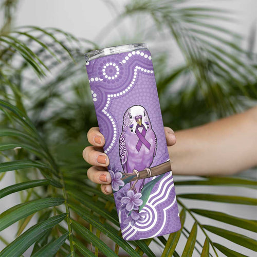 Australia Epilepsy Awareness Skinny Tumbler Purple Budgerigar Plumeria Aboriginal - Aussie Hoodie