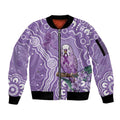 Australia Epilepsy Awareness Sleeve Zip Bomber Jacket Purple Budgerigar Plumeria Aboriginal - Aussie Hoodie