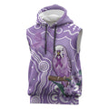 Australia Epilepsy Awareness Sleeveless Hoodie Purple Budgerigar Plumeria Aboriginal - Aussie Hoodie