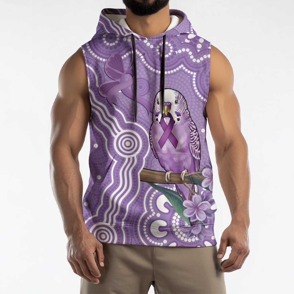 Australia Epilepsy Awareness Sleeveless Hoodie Purple Budgerigar Plumeria Aboriginal - Aussie Hoodie