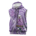 Australia Epilepsy Awareness Sleeveless Zip Hoodie Purple Budgerigar Plumeria Aboriginal LT14