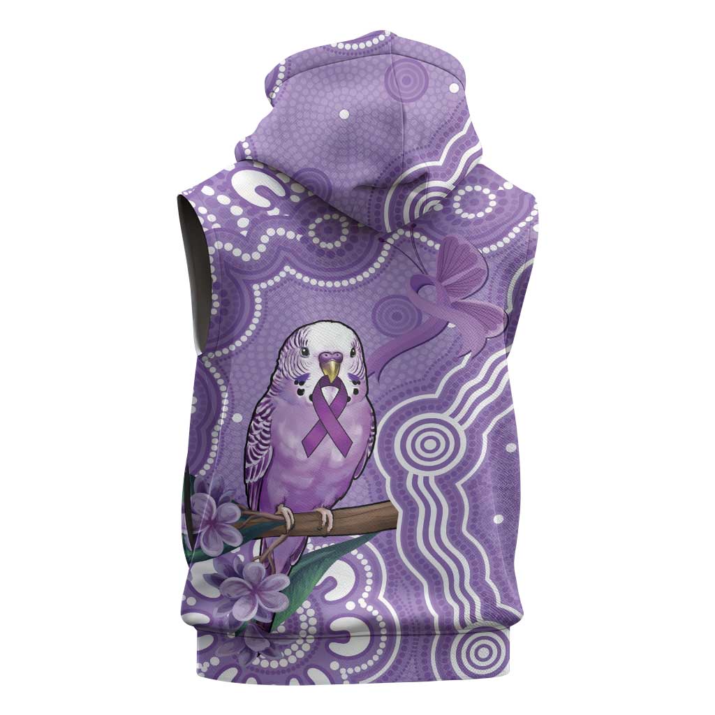 Australia Epilepsy Awareness Sleeveless Zip Hoodie Purple Budgerigar Plumeria Aboriginal LT14