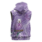 Australia Epilepsy Awareness Sleeveless Zip Hoodie Purple Budgerigar Plumeria Aboriginal LT14