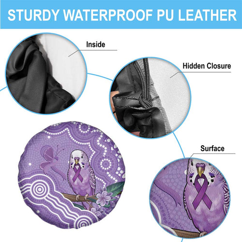 Australia Epilepsy Awareness Spare Tire Cover Purple Budgerigar Plumeria Aboriginal - Aussie Hoodie