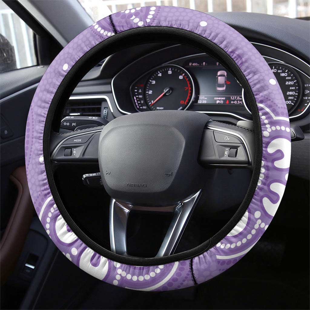 Australia Epilepsy Awareness Steering Wheel Cover Purple Budgerigar Plumeria Aboriginal - Aussie Hoodie