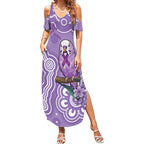 Australia Epilepsy Awareness Summer Maxi Dress Purple Budgerigar Plumeria Aboriginal - Aussie Hoodie