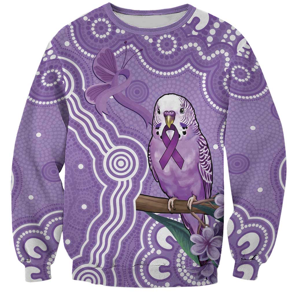 Australia Epilepsy Awareness Sweatshirt Purple Budgerigar Plumeria Aboriginal - Aussie Hoodie