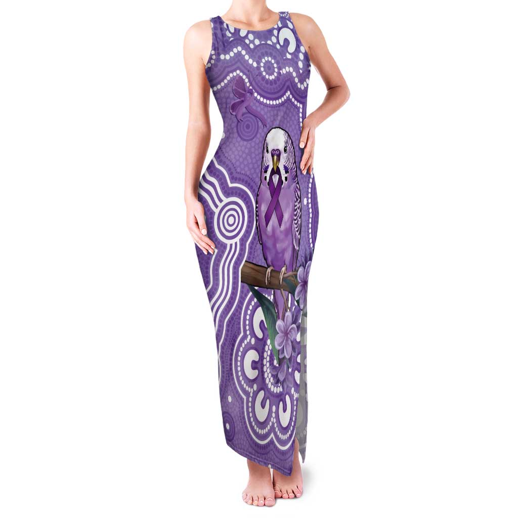 Australia Epilepsy Awareness Tank Maxi Dress Purple Budgerigar Plumeria Aboriginal - Aussie Hoodie