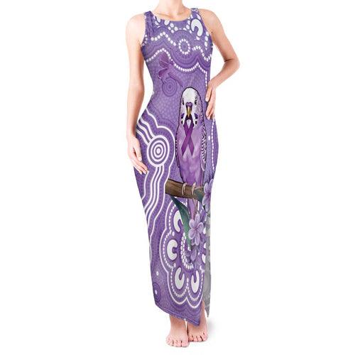 Australia Epilepsy Awareness Tank Maxi Dress Purple Budgerigar Plumeria Aboriginal - Aussie Hoodie