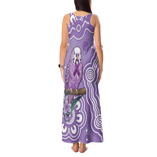 Australia Epilepsy Awareness Tank Maxi Dress Purple Budgerigar Plumeria Aboriginal - Aussie Hoodie