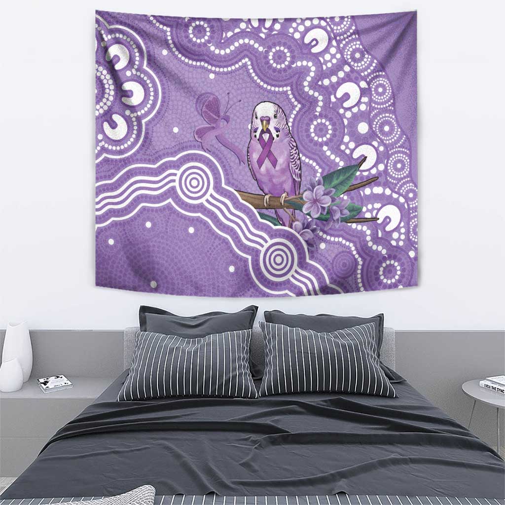Australia Epilepsy Awareness Tapestry Purple Budgerigar Plumeria Aboriginal - Aussie Hoodie