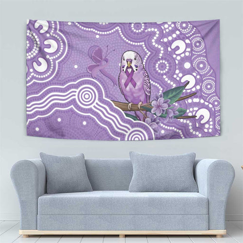 Australia Epilepsy Awareness Tapestry Purple Budgerigar Plumeria Aboriginal - Aussie Hoodie
