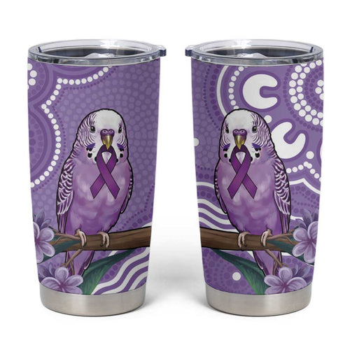 Australia Epilepsy Awareness Tumbler Cup Purple Budgerigar Plumeria Aboriginal - Aussie Hoodie
