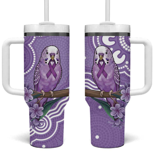 Australia Epilepsy Awareness Tumbler With Handle Purple Budgerigar Plumeria Aboriginal - Aussie Hoodie