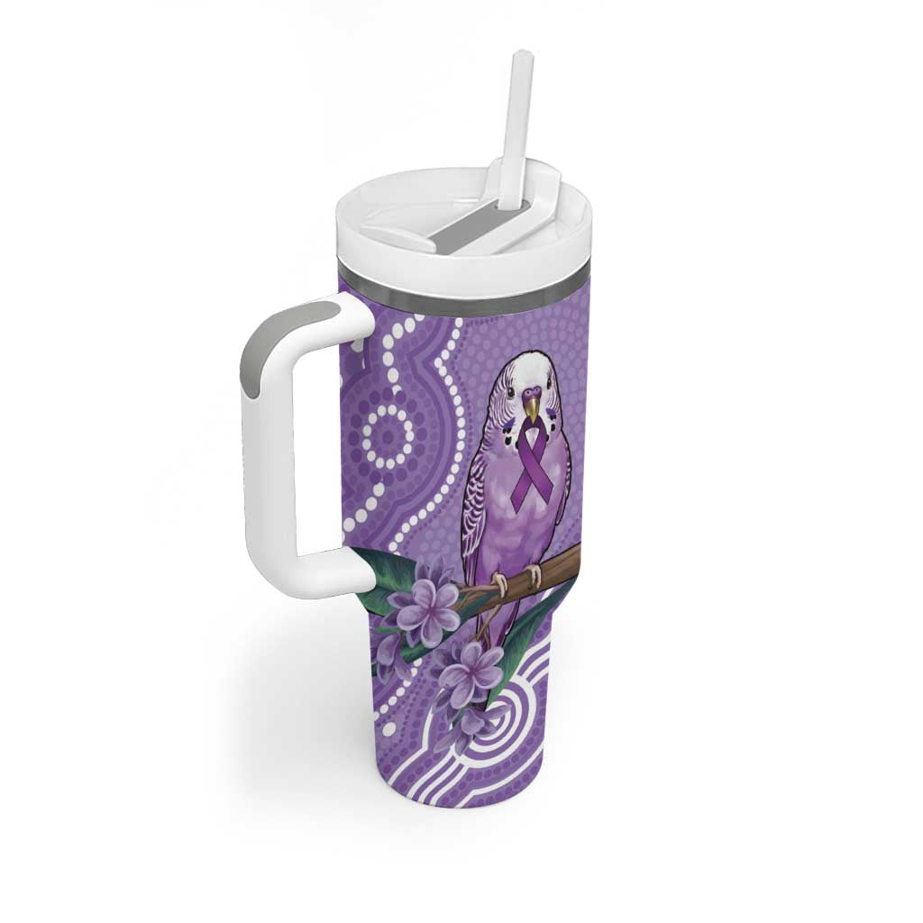 Australia Epilepsy Awareness Tumbler With Handle Purple Budgerigar Plumeria Aboriginal - Aussie Hoodie