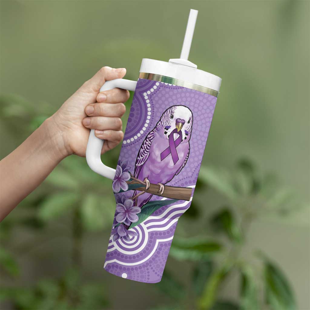 Australia Epilepsy Awareness Tumbler With Handle Purple Budgerigar Plumeria Aboriginal - Aussie Hoodie