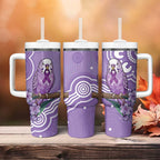 Australia Epilepsy Awareness Tumbler With Handle Purple Budgerigar Plumeria Aboriginal - Aussie Hoodie