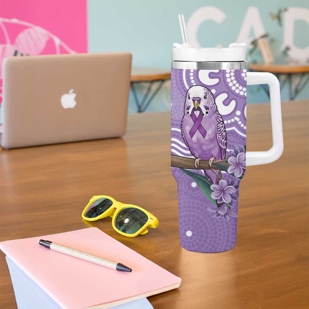 Australia Epilepsy Awareness Tumbler With Handle Purple Budgerigar Plumeria Aboriginal - Aussie Hoodie