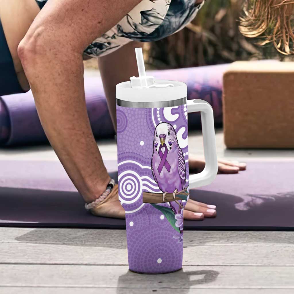 Australia Epilepsy Awareness Tumbler With Handle Purple Budgerigar Plumeria Aboriginal - Aussie Hoodie
