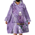 Australia Epilepsy Awareness Wearable Blanket Hoodie Purple Budgerigar Plumeria Aboriginal - Aussie Hoodie