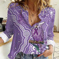 Australia Epilepsy Awareness Women Casual Shirt Purple Budgerigar Plumeria Aboriginal - Aussie Hoodie