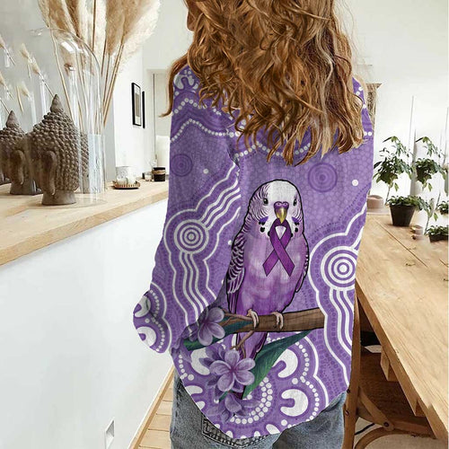 Australia Epilepsy Awareness Women Casual Shirt Purple Budgerigar Plumeria Aboriginal - Aussie Hoodie