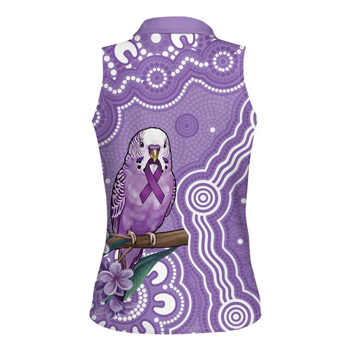Australia Epilepsy Awareness Women Sleeveless Polo Shirt Purple Budgerigar Plumeria Aboriginal - Aussie Hoodie