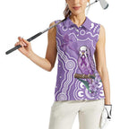 Australia Epilepsy Awareness Women Sleeveless Polo Shirt Purple Budgerigar Plumeria Aboriginal - Aussie Hoodie
