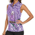Australia Epilepsy Awareness Women Sleeveless Polo Shirt Purple Budgerigar Plumeria Aboriginal - Aussie Hoodie