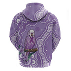 Australia Epilepsy Awareness Zip Hoodie Purple Budgerigar Plumeria Aboriginal - Aussie Hoodie