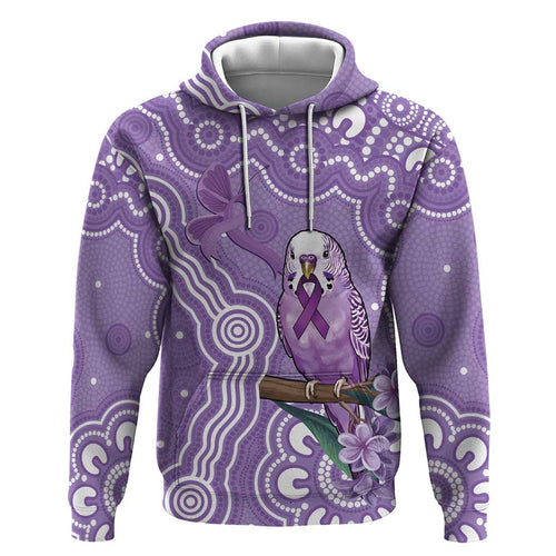 Australia Epilepsy Awareness Zip Hoodie Purple Budgerigar Plumeria Aboriginal - Aussie Hoodie