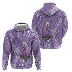 Australia Epilepsy Awareness Zip Hoodie Purple Budgerigar Plumeria Aboriginal - Aussie Hoodie