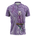 Australia Epilepsy Awareness Zipper Polo Shirt Purple Budgerigar Plumeria Aboriginal - Aussie Hoodie