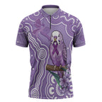 Australia Epilepsy Awareness Zipper Polo Shirt Purple Budgerigar Plumeria Aboriginal - Aussie Hoodie