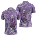 Australia Epilepsy Awareness Zipper Polo Shirt Purple Budgerigar Plumeria Aboriginal - Aussie Hoodie