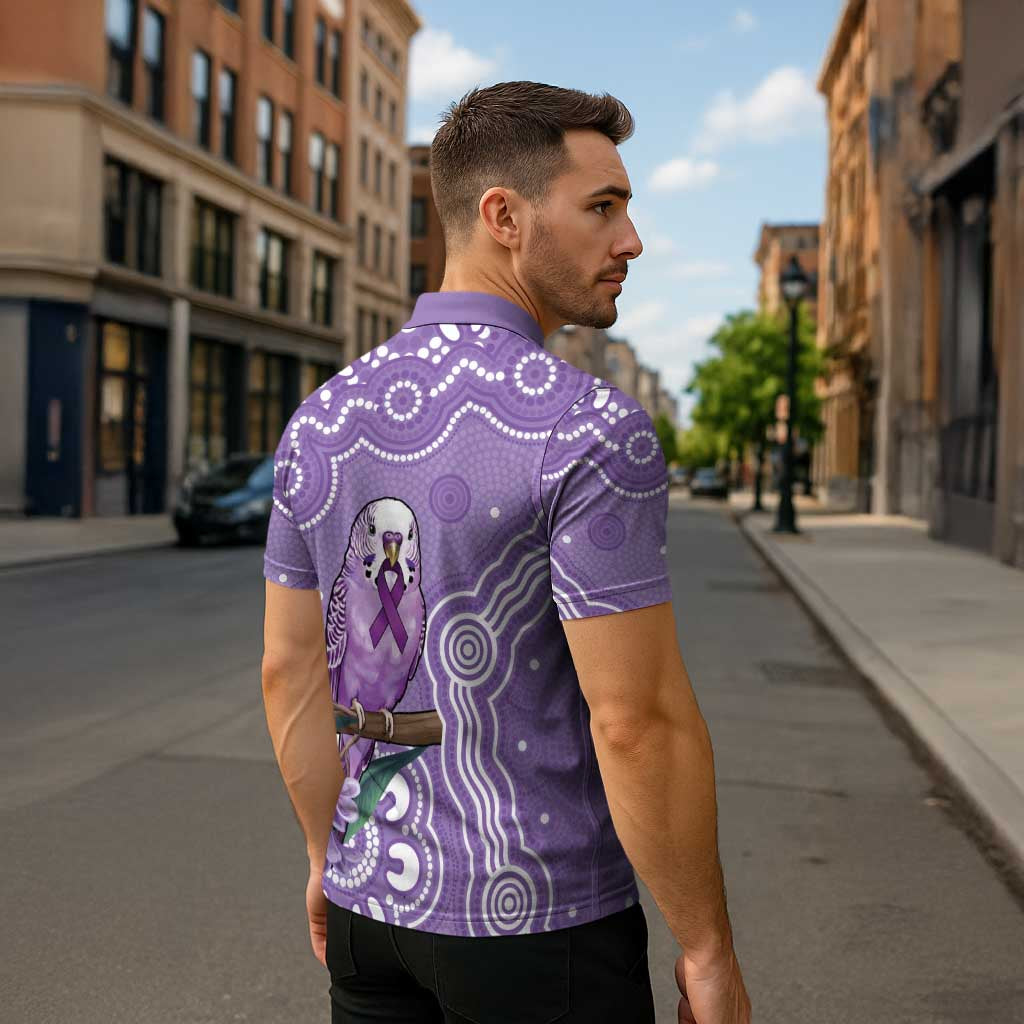 Australia Epilepsy Awareness Zipper Polo Shirt Purple Budgerigar Plumeria Aboriginal - Aussie Hoodie
