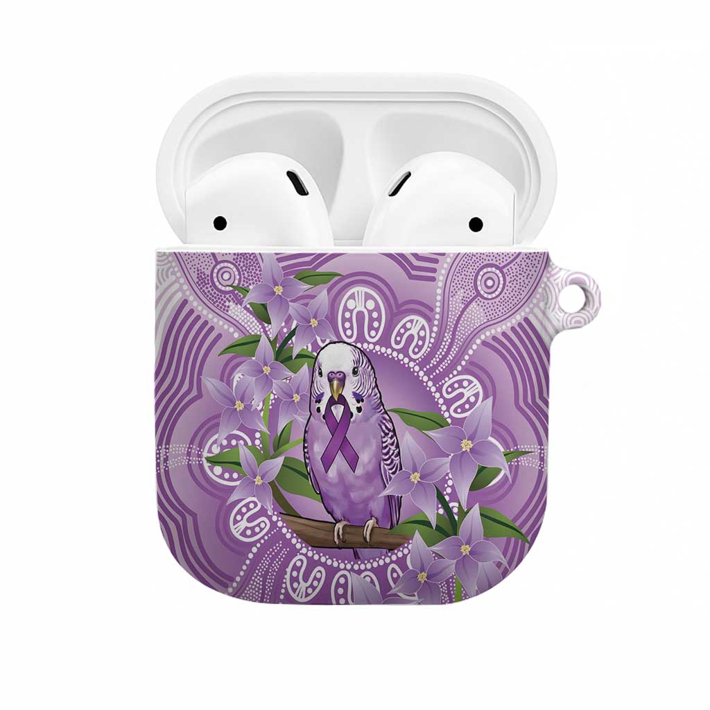 Epilepsy Awareness Budgerigar Australia AirPods Case Budgie Purple Ribbon Boronia Aboriginal - Aussie Hoodie