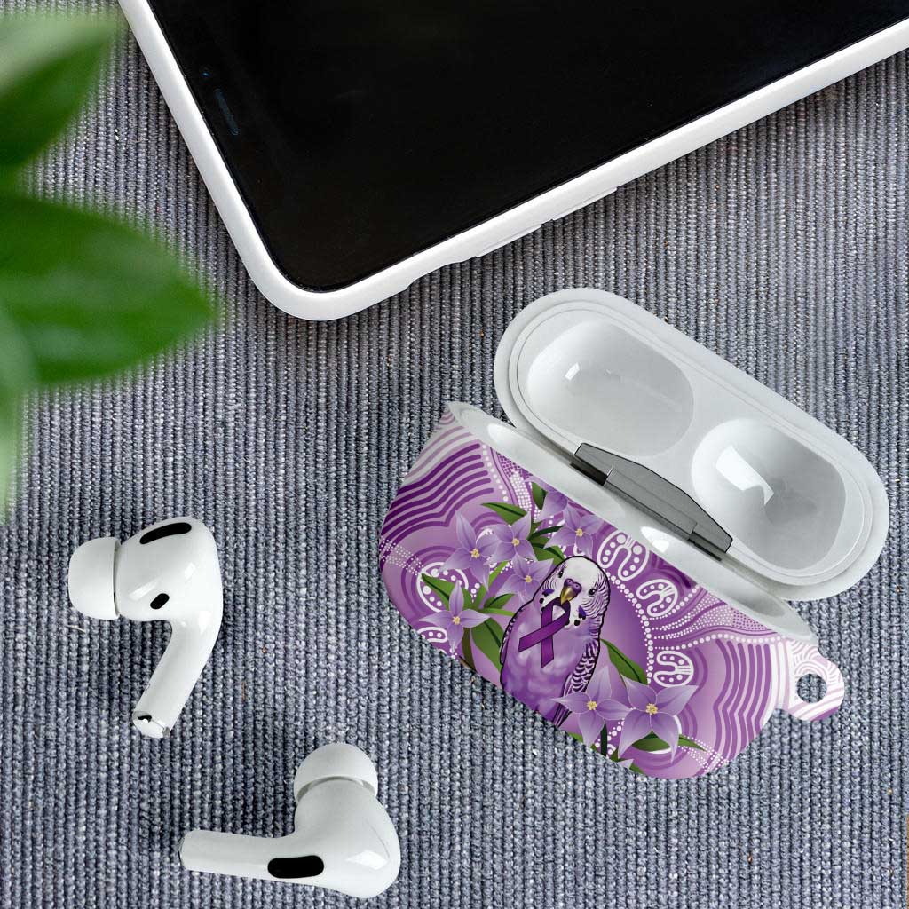 Epilepsy Awareness Budgerigar Australia AirPods Case Budgie Purple Ribbon Boronia Aboriginal - Aussie Hoodie